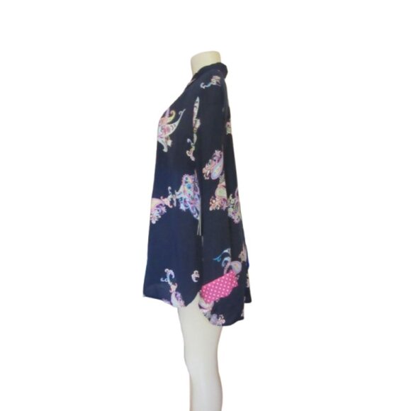 New w Tags, Multiples Navy & Paisley Button-up Tunic Size Large - Picture 8 of 8